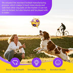 Size 3 Dog Soccer Ball with Straps Durable Training Ball for Pets Interactive Outdoor Dog Toy,Yellow & Purple, Paw and Puppy Design, for Medium & Large Puppie