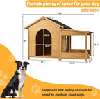 Merax 60.2" Wooden Dog House Outdoor, Extra Large Breed Outside Kennel with Weatherproof, Asphalt Roof, Elevated Floor, Fencing and Porch, for Medium & Large Dogs