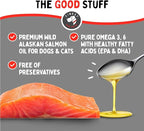 Finest For Pets Wild Alaskan Salmon Oil for Dogs & Cats - Omega 3 Fish Oil with Pollock & Salmon for Sensitive Skin & Coat Health. EPA & DHA Ease Itching, Supports Joint, Immune & Heart Health (32oz)