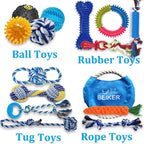 Beiker Dog Teething Chew Toys - 15 Pack Small Medium Breed Puppy Toy, Variety Dogs Rope Chew Toys Bundle for Boredom, Pet Interactive Squeaky Treat Dispensing Ball for Puppies