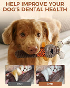 Squeaky Dog Toys for Small Dogs, Interactive Dog Plush Toy for Aggressive Chewers, Tough Chew Gifts for Puppy Teething to Keep Them Busy and Relieve Boredom (Brown Dog)