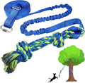 Dog Bungee Tug Toy Hanging from Tree,Outdoor Tug of War Interactive Tether Dog Rope with Chew Lure for Small Medium Large Dogs (Blue)
