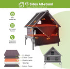 GUTINNEEN Heated Cat House 2-Level Large Outdoor Cat House Insulated Weatherproof Feral Cat Shelter with 2 Heating Pads, Insulated All-Round Thermal Liner, Large Porch, 3 Escape Doors for 1-6 Cats