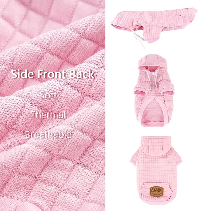 2 Pack Dog Hoodie Sweaters for Small Medium Dogs Warm Dog Clothes for Large Dogs Soft Waffle-Like Laminated Sweatshirt Bulldog (Pink+Rose, XS (Back: 10",Chest: 13", Neck: 9"))