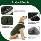 Dog Winter Coat Warm Padded Puppy Jacket Windproof Water Resistant Clothes for Small Medium Large Pets Christmas Sweater Outfit Vest(Green, XL)