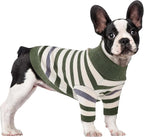 Small Dog Sweater, Knitted Striped Pullover Dog Clothes for Cold Weather, Thick Warm Cozy Stretchy Sweater for Chihuahua, Bulldog, Dachshund, Pug(Green & White Strip, L)
