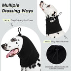 ROZKITCH Dog Shirt with Hoodie Dog Ears Cover 2 in 1, Soft Lightweight Dog Striped T Shirt Pullover Dog Tank with Detachable Ear Wrap, Dog Hoodie Tshirt Dog Boy Girl, Stretchy Sweater Black XL