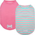 KYEESE 2Pack Dog Shirts Striped T Shirt Cotton Tank Top Soft Tee for Small Dogs Lightweight Clothes Sleeveless Dog Vest, Medium,Pink+Striped