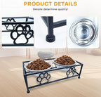 Elevated Dog & Cat Bowls with Stand – Raised Pet Feeder for Small Dogs & Cats, Stainless Steel Dog Food Bowls Elevated, Cat Food Bowl Stand, Elevated Cat Feeding Station (Black)