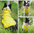 Waterproof Dog Raincoat, Adjustable Lightweight Dog Rain Jacket with Reflective Strip Leash Hole for Small Medium Large Dogs (Yellow, 3X-Large(77-94lb))