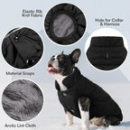 ASENKU Windproof Dog Winter Coat Waterproof Fleece Jacket Cold Weather Pet Apparel for Small Medium Large Dogs (Black, 3XL)