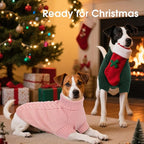 Dog Sweaters for Large Dogs Classic Turtleneck Dog Christmas Sweater Thick Warm Pullover Female Puppy Pet Stretch Knitwear Fall Winter Clothes with Leash Hole(Pink, XL)