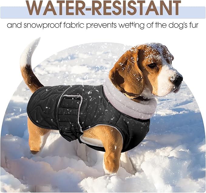 FUAMEY Small Warm Winter Jackets for Dogs Waterproof, Fleece Dog Coat Cold Weather, Sherpa Puppy Vest Sleeveless, Adjustable Thermal Snowsuit Pet (Black, S)