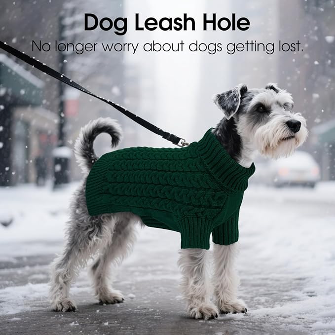 SAWMONG Dog Sweater, Dog Sweaters for Medium Dogs Girls Boys, Pullover Turtleneck Knitted Doggy Sweatshirt, Cold Weather Pet Clothes（Green, Medium