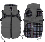 Geyecete Winter Warm Coat Waterproof Dog Winter Jacket with Harness Traction Belt,Pet Outdoor Jacket Dog Autumn and Winter Clothes for Medium, Small Dog-Gray-M