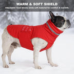 Dog Coat, Waterproof Winter Jacket, Warm Windproof Jacket, Reflective Adjustable Turtleneck Coats for Small Dogs with Hook & Loop - Red - S