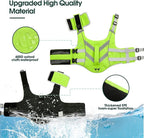 Kuoser Small Dog Life Jacket with Reflective Stripes, Adjustable High Visibility Dog Life Vest for Swimming & Boating, Green XS