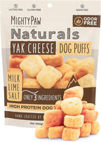 Mighty Paw Yak Cheese Puffs for Dogs - Crunchy All-Natural Pet Treats - Odorless Limited-Ingredient Chews for Puppies & Power-Chewers - Rich in Protein and Calcium - Easy to Chew (8 oz.)