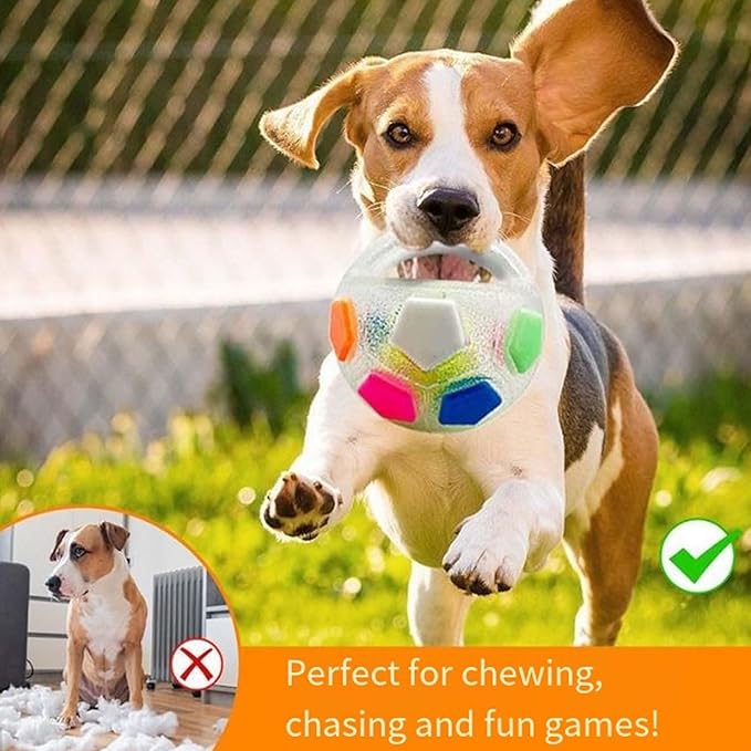 The Mellow Dog Calming Ball with Handle, 2026 New Mellow Dog Calming Ball, Interactive Football Shape Dogs Toy, Squeaky, Suitable, Interactive Pet Toy, for Water Play, Training, Outdoor Games