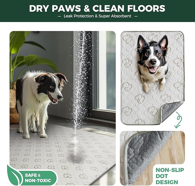 FXW Washable Pee Pads for Dogs, Puppy Pads with Super Absorbent, Specifically Designed for FXW Rollick/Homeplus 24inch 6 Panels Dog Playpen, 63" × 39" Rectangle, Khaki, 1 Pack