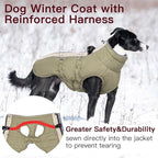 Dog Winter Jacket - Large, Warm Zip Up Snowsuit Dog Harness Vest, Reflective, Water-Resistant, Apricot