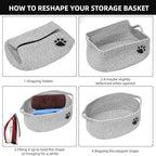 Small Woven Baskets for Organizing Rope Storage Basket with Handle Cute Cotton Basket for Nursery Gift Dog Toy Storage Bins for Toy Organizer-Grey
