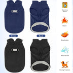 Idepet 2 Pack Dog Fleece Vest Sweater Warm Pullover Jacket with D-Ring Leash Reflective Winter Coat Hoodie for French Bulldog Pug Chihuahuas Yorkies Dachshunds(Black&Blue,Large-French Bulldog)