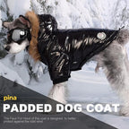 PINA Dog Winter Coat with Large Faux Fur Hood, Windproof and Warm, Suitable for Small to Large Dogs, Black, S