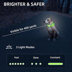 Super Bright LED Dog Collar - Fully Waterproof & Adjustable Glow Collar - USB-C Rechargeable for Night Walking, Safety - Flashing Lighted Collar for Dogs(Green,Medium)