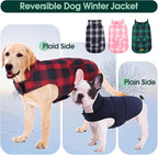 Kuoser Dog Winter Coat, Reversible Dog Jacket, Warm Doggie Coat British Style Puppy Cold Weather Coats, Windproof Pet Clothes for Extra Large Dogs Red XXXL