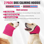 SlowTon Quiet Ears Dog Hoodie - 2 Pcs Ear Wrap Dog Ear Muffs Noise Protection, Anxiety Relief Dogs Hat Calming Hood Head Cover, Pet Headband Dogs Ear Protector for Grooming, Force Drying (Pink,L)
