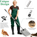 11.61" Chicken Poop Scooper & Rake 2-in-1+ 9.84" Pooper Scoopers, 25" to 67" Large Metal Litter Scoop with Adjustable Stainless Steel Handle for Farm Sifting Coops Cleaning Chicken Litter Pet Waste