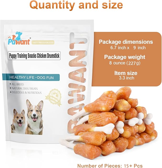 Chicken Calcium Bone Rawhide Free Dog Treats, Dog Chews Puppy Training Teeth Clean Snacks 0.5lb/227g