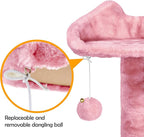Yaheetech 62in Cat Tree Tower for Indoor Cats, Kitten Furniture with Double Condo, Scratching Posts, Multiple Platforms and Balls for Kitty, Pink