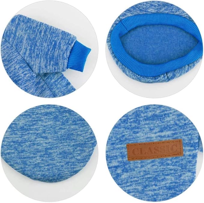 Idepet Pet Dog Classic Knitwear Sweater Soft Fleece Dog Coat Thickening Warm Pup Dogs Shirt Winter Pet Dog Cat Clothes Puppy Customes Clothing for Small Dogs (XXS, Blue)