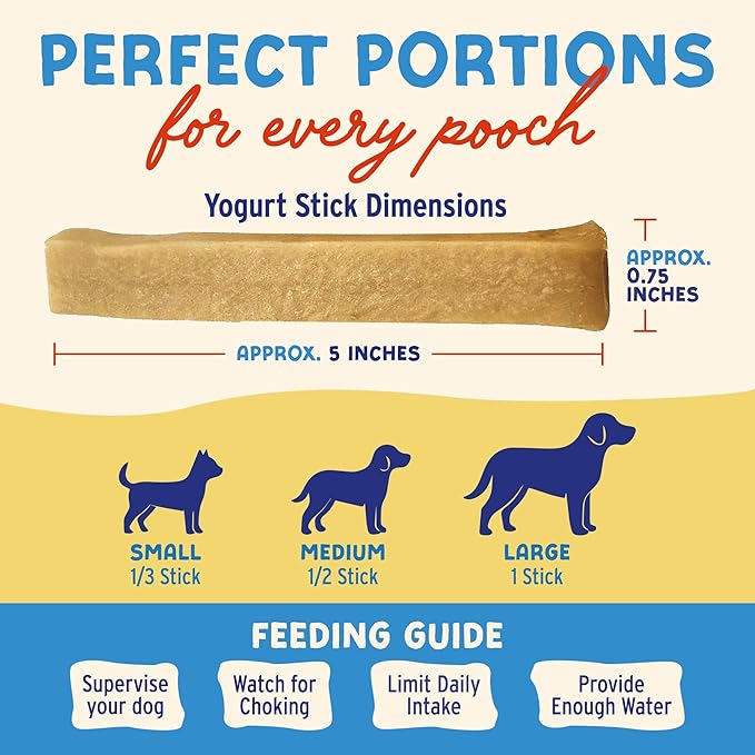 Himalayan Dog Chew Yogurt Sticks, Yogurt, Dog Treats with Prebiotics, Probiotics & Protein, Digestive Support, Lactose & Gluten Free, Natural Dog Treat for All Breeds, Made in America, 4pk