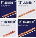 Devil Dog Pet Co. Jumbo Bully Sticks – 6 Inch, 6 Pack Dog Chews, 100% Natural Free-Range Grass-Fed Beef – Long Lasting, Rawhide-Free Treats for Dogs