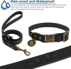 Wisedog Dog Collar and Leash Set, Waterproof Adjustable Puppy Collars with Cute Tag 6FT Dog Leash with Poop Bag for Small Medium Large Dogs (L(Collar:14"-22";Leash:5 ft), Black)