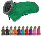 Fragralley Dog Coat Medium, Waterproof Dog Jacket with Warm Fleece Lining, Adjustable Reflective Dogs Winter Coat, Turtleneck Pet Coats for Cold Weather (Green M)