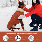 ASENKU Warm Dog Coat, Waterproof Dog Jackets for Large Dogs with Reflective Fleece Vest Turtleneck with Button,Windproof Cold Weather Coats for Small Medium Large Dogs, Red Brown, 2XL