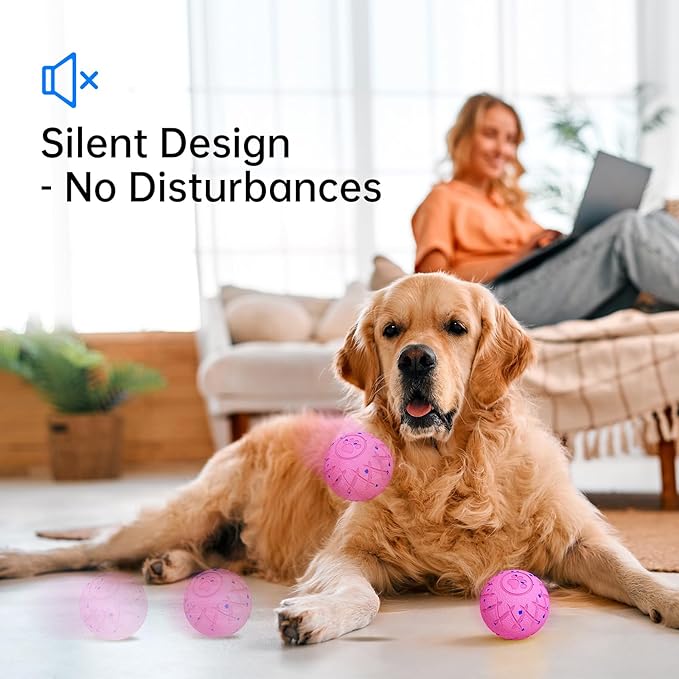 Interactive Dog Toys Dog Ball,Durable Motion Activated Automatic Rolling Toys for Medium/Large Dogs,Automatic Moving, Bouncing,and Rotating,E-TPU Material, IP54 Waterproof (Pink)