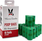 Warren London Poop Bags For Dogs & Pets | Earth Friendly Dog Poop Bags for Cleaning Pet Waste | Boston Terrier French Bulldog Pug | Box of 18 Rolls