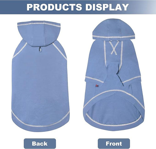 Basic Dog Hoodie Sweatshirts, Pet Clothes Hoodies Sweater with Hat and Leash Hole, Soft Cotton Outfit Coat for Small Medium Large Dogs, Light Blue (X-Small)