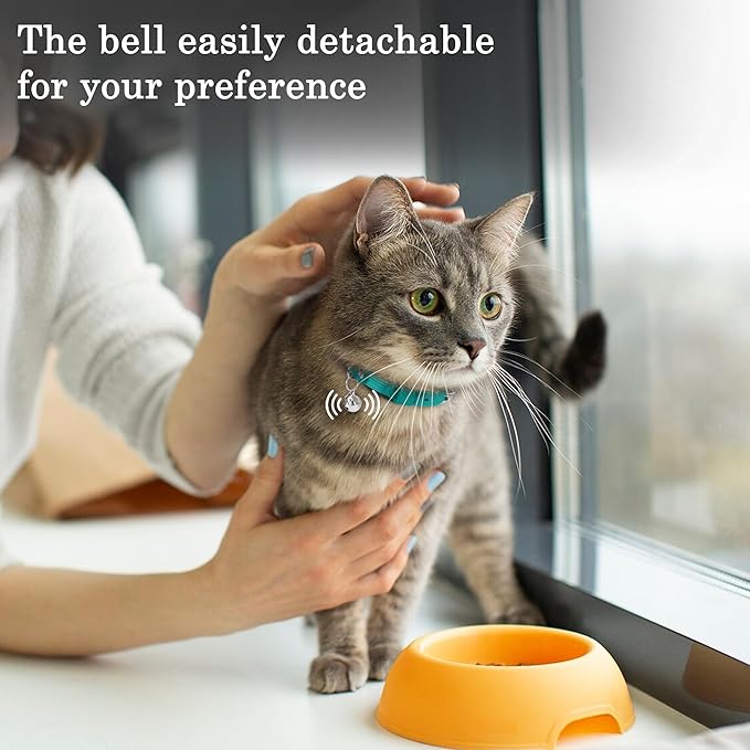 OOPSDOGGY Cat Collar for AirTag Holder, Leather Kitten Collars with Elastic Strap & Bell, Non Breakaway Adjustable Small Pet Collars for Indoor & Outdoor for Boy, Girl (Brown)