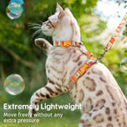 Dooradar Cat Harness and Leash, Escape Proof Adjustable Kitten Vest, Lightweight Soft Pet Straps, Easy Wearing for Small Medium Kitty Safe Walking Travel Control, Rainbow, M