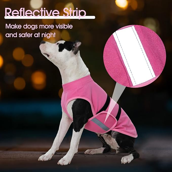 IDOMIK Warm Fleece Dog Sweater for Large Dogs,Soft Winter Dog Fleece Jacket Coat for Fall Cold Weather,Adjustable Fleeced Vest with Reflective Strips,Pullover Pet Sweatshirt for Girl Boy Dogs,Rose,2XL