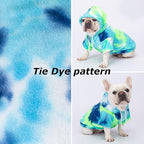 Dog Hoodie Tie Dye Dog Sweatshirt Chic Winter Clothes Ultra-Soft Warm Sweaters for Small Medium Dogs Fashion Pet Clothes for Dogs (Blue/Yellow/Green, XXL (Back: 18.89",Chest: 27.55", Neck: 20.07"))