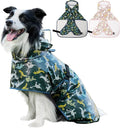 Dog Raincoat, Waterproof Windproof Dog Rain Jacket with Hood, Rain Coat with Leash Hole, Adjustable Raincoat Poncho for Small Medium Large Dogs Outdoor (Green, X-Large)