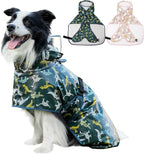 Dog Raincoat, Waterproof Windproof Dog Rain Jacket with Hood, Rain Coat with Leash Hole, Adjustable Raincoat Poncho for Small Medium Large Dogs Outdoor (Green, X-Large)