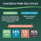 HEALTHFULS Deli Sticks Pork and Chicken Human-Grade Gluten-Free Soft and Chewy Dog Treats, 10 Count Bag